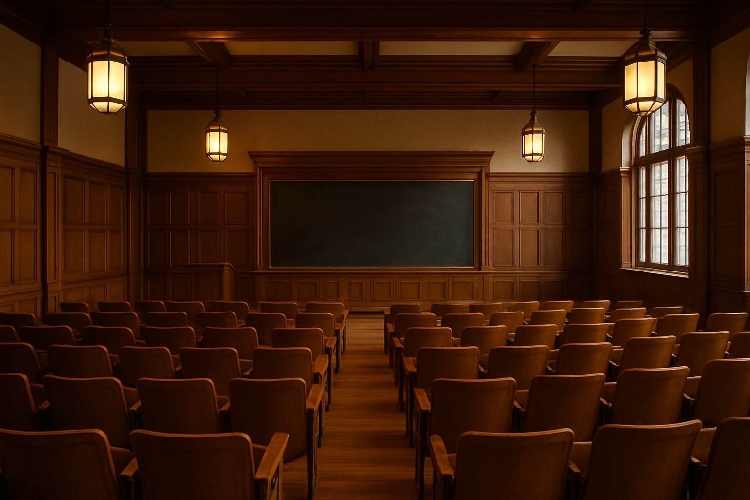Empty lecture hall representing enrollment decline